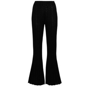 M by Missoni Black Crochet Knitted Flared Pants Size 38 High-Waisted